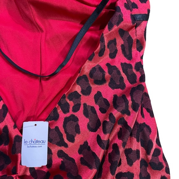 LE CHÂTEAU NWT RED ANIMAL PRINT HALTER TOP LOW-CUT BACK DRESS Size XL - Picture 7 of 16